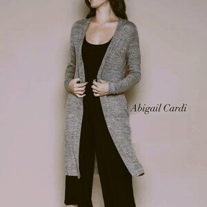 NWOT Orb Life Abigail Long Duster Cardigan w Pockets Fine Knit Heathered Gray